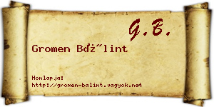 Gromen Bálint névjegykártya